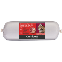 Carnibest Kat Rundvlees, Kip, Eend & Rijst – 500g Complete Diepvriesrol