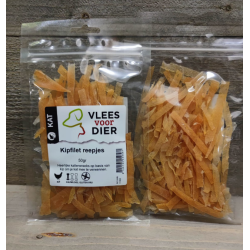 Kipfilet reepjes 50g — natuurlijke kattensnack, hoog eiwit