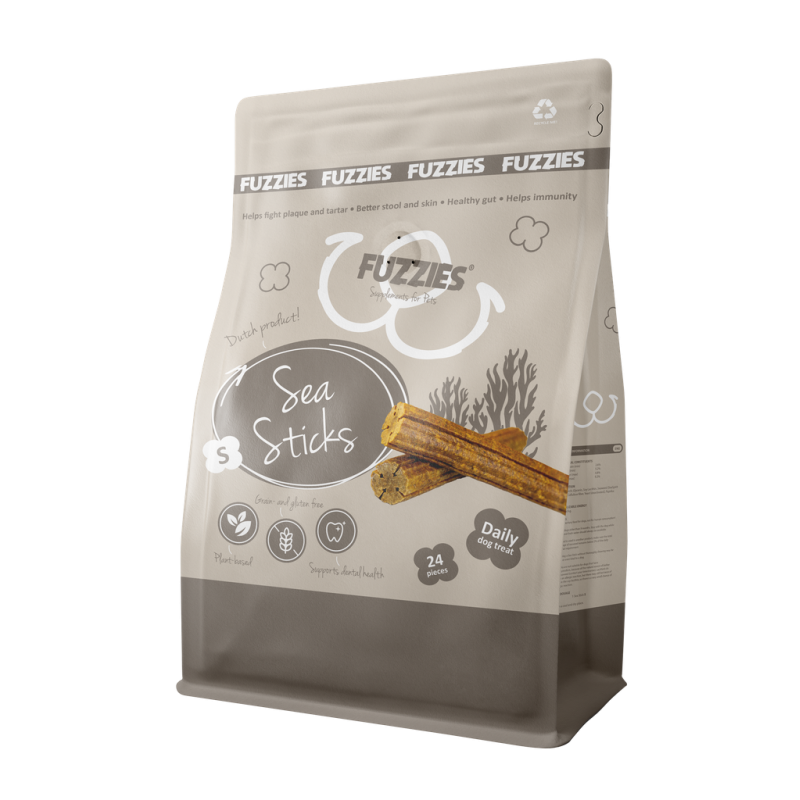 Fuzzies Sea Sticks (s) – graanvrije vegan dental sticks voor honden (360 g)