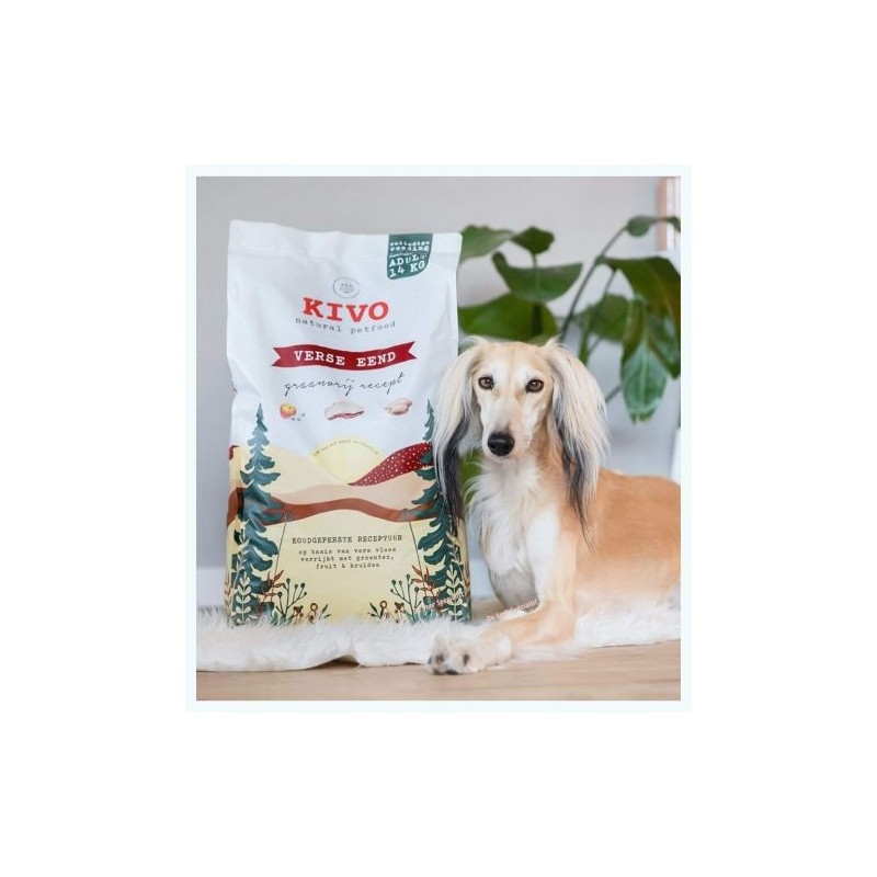 KIVO Verse Eend Graanvrij - een koudgeperste, graan-, gluten- en sojavrije brok KIVO Verse Eend Graanvrij - een koudgeperste, graan-, gluten- en sojavrije brok