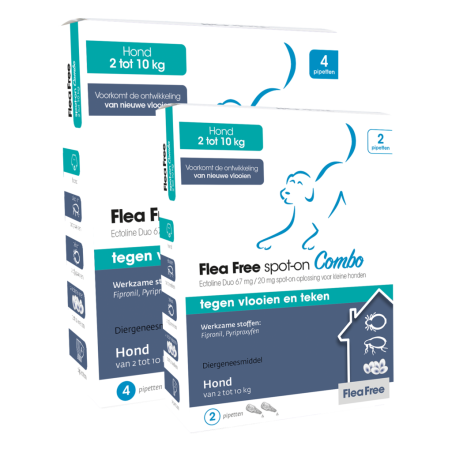 Emax Flea Free spot-on Combo Hond 2 tot 10 kg - 4 pipetten